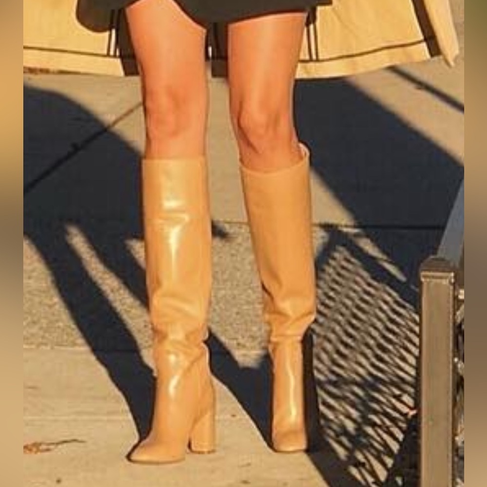 Zara Women's Tan  Leather Knee-High Boots